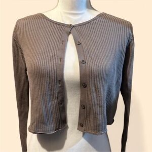 Uniqlo Taupe Ribbed Cardigan Sweater